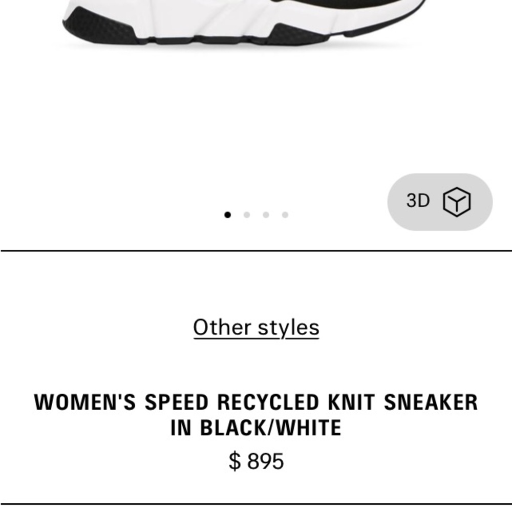 WOMEN'S SPEED RECYCLED KNIT SNEAKER IN BLACK/WHITE balenciaga shoes size 10 - Picture 2 of 3